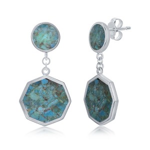 Bella Silver Sterling Silver Round and Hexagon Earrings - Turquoise - Blue - 1 of 2