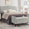 48" l Velvet Storage Bench, Modern Rectangular Button Tufted Bench with Nails Trim, Entryway Storage Bench with Wood Legs for Bedroom - 3 of 4