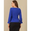 INSPIRE CHIC Women's Office Work Ruffle V Neck Long Sleeve Chiffon Peasant Blouse - 4 of 4