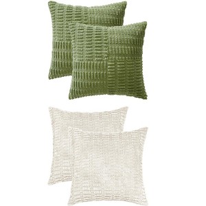 REGALWOVEN 4 Pcs Solid Corduroy Modern Throw Pillow Covers 18" x 18" - 1 of 4