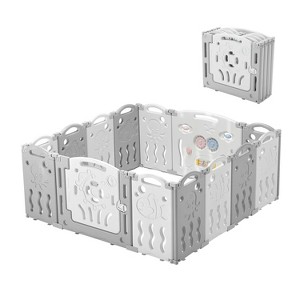 AMERLIFE Baby Playpen, Upgraded Portable Foldable Baby Fence with Game Panel and Safety Gate - 1 of 4