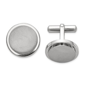 Black Bow Jewelry Men's Titanium Brushed and Polished Round Ridge Edge Cuff Links, 19mm - 1 of 3