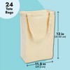 Juvale Set of 24 Bulk Blank Cotton Canvas Tote Bags for Women, DIY, Crafts Projects, Reusable Shopping Bags for Groceries, Cloth Gift Bags, 13x11.5 in - 4 of 4