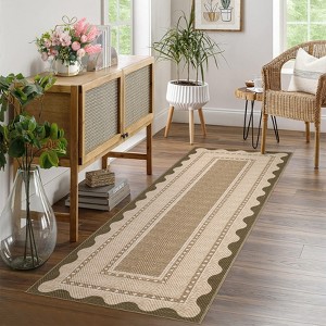 Garvee Modern Border Area Rug Farmhouse Scalloped Bordered Pattern Rugs Washable Low Pile Non Slip Rugs for Living Room - 1 of 4