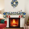6-foot illuminated Christmas wreath, berry red poinsettia, suitable for indoor and outdoor decorations, fireplaces, staircases, holiday decorations. - 2 of 4