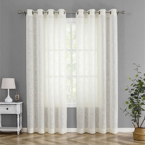 Kate Aurora 2 Pack Lux Thread Premium Woven Grommet Top Sheer Curtain Panels - 1 of 4