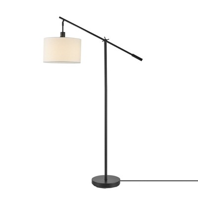 66" Avellino Floor Lamp with Linen Shade Matte Black/White - Globe Electric