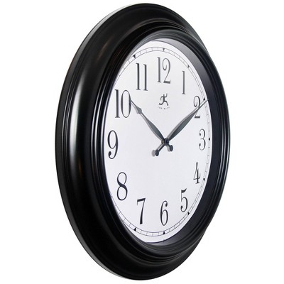 24-Inch Black and White Classic Wall Clock with Glass Cover