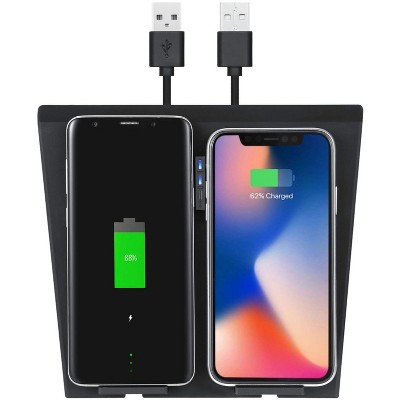 Lectron Dual Wireless Phone Charging Pad for Tesla Model 3, Charger for iPhone/Samsung/Google Smartphones and AirPods/Galaxy Buds/Pixel Buds (Black)