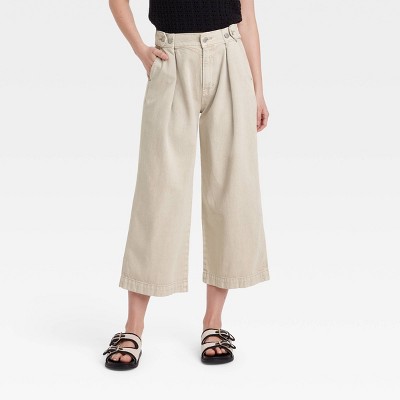 Women's High-Rise Cropped Two Way Denim Trousers - Universal Thread™