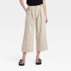 Women's High-Rise Cropped Two Way Denim Trousers - Universal Thread™ - 1 of 3