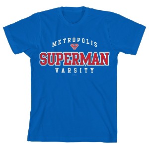 Superman Metropolis Superman Varsity Crew Neck Short Sleeve Royal Blue Boy's T-shirt - 1 of 3