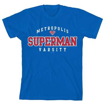 Superman Metropolis Superman Varsity Crew Neck Short Sleeve Royal Blue Boy's T-shirt