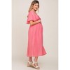 Pinkblush Coral Front Tie Ruffle Sleeve Maternity Midi Dress - 2 of 4