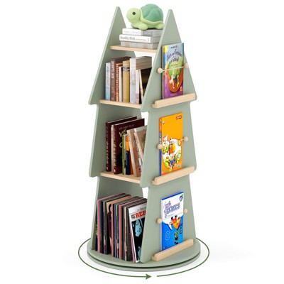 Infans Kids Rotating Bookshelf 4 Tier Tree Shape Revolving Bookcase 360° Display Rack