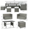 Wicker Outdoor Patio Furniture Set, L-Shaped 7 Piece Outdoor Dining Sectional Sofa with Dining Table and Chair, Storage Loveseat, Ottomans - 3 of 4