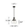 Kristov Bronze Mini Pendant 10 1/2" Wide Farmhouse Industrial Rustic Curved Clear Glass Shade for Dining Room Living House Home Foyer Kitchen Island - 4 of 4
