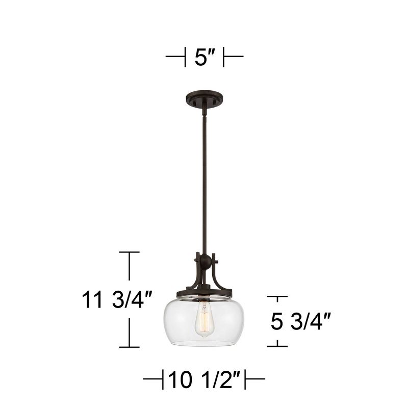 Kristov Bronze Mini Pendant 10 1/2" Wide Farmhouse Industrial Rustic Curved Clear Glass Shade for Dining Room Living House Home Foyer Kitchen Island, 4 of 8