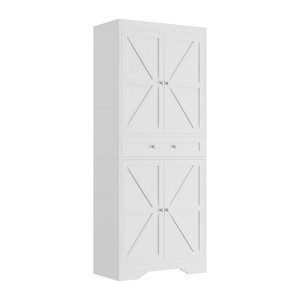 72" Tall Kitchen Pantry Cabinet, Freestanding Tall Cupboard Storage Cabinet with 6 Door Shelves, 1 Drawer, 2 Cabinets and 4 Adjustable Shelves - 1 of 4