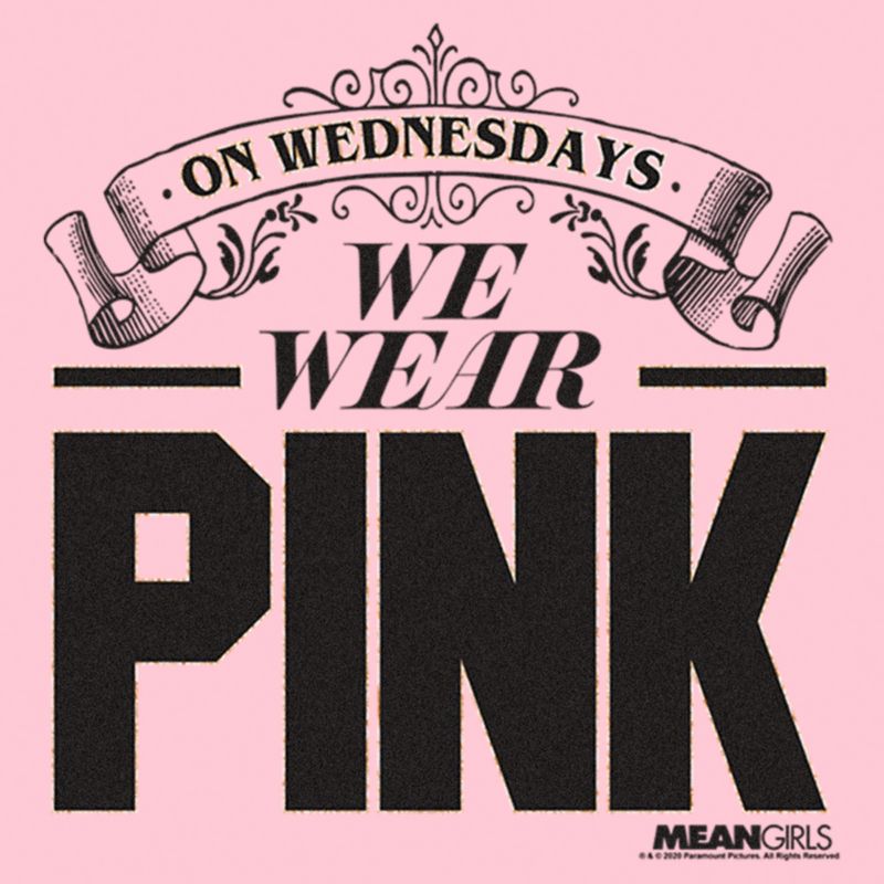 Girl's Mean Girls On Wednesdays We Wear Pink Banner T-Shirt, 2 of 5