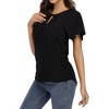 Womens Shirts Front Tie V Neck Tops Summer Short Ruffled Sleeve Drawstring Casual T-Shirts Blouses - 3 of 4