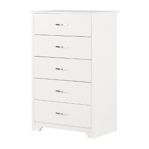 South Shore Fusion 5 Drawer Chest Pure White: Vertical Dresser, Laminate Surface, Anti-Tip Hardware - 1 of 4