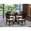 HomeStock 5-Piece Modern Dining Table Set Consists of a Dinner Table and 4 Linen Fabric Kitchen Dining Chairs with Slatted Back - Black Finish - 2 of 4