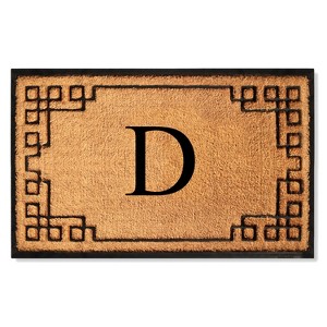A1HC Bordered Designed Natural Coir & Rubber Monogrammed Doormat, Heavy Duty, Non-Slip Entry Mat - 1 of 4