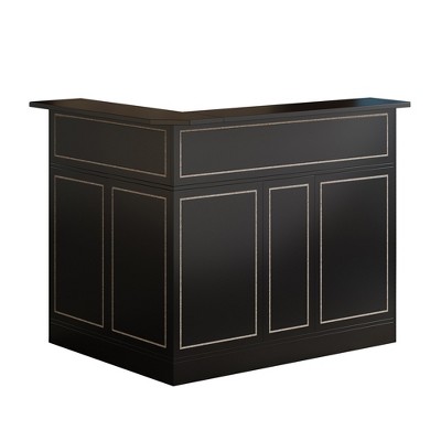 Lirago Black Engineered Wood and MDF 4-Tier L-Shaped Bar Table 51.2x39.4x44.2 Inch Multi-Purpose Cabinet