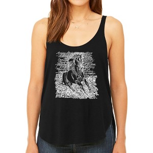 LA Pop Art Women's Premium Word Art Flowy Tank Top - POPULAR HORSE BREEDS - 1 of 4