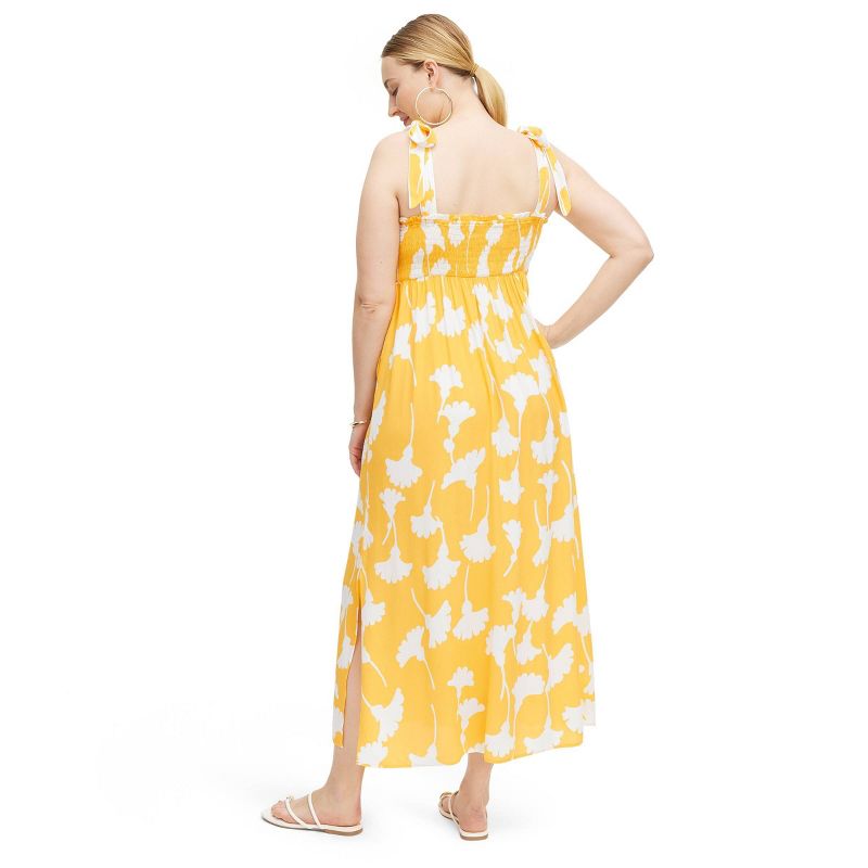 Women's Smocked Tie Strap Ginkgo Yellow Midi Dress - DVF for Target, 5 of 9