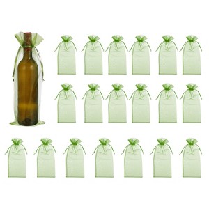 Unique Bargains Organza Drawstring Wine Bottle Wrapping Gift Bags 14.5" x 5.5" 20 Pcs - 1 of 4