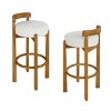 Set of 2 Wooden Low Back Barstools with Walnut Finish,Modern Rubberwood Bar Stools with Padded Circular Seat for Kitchen Island or Home Bar-Koiai - 3 of 4