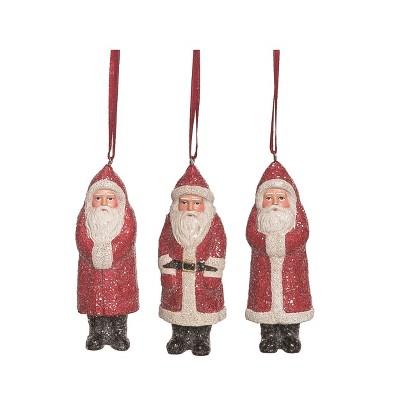 Transpac Resin Gnome Santa Ornament Set of 3 Christmas Home Decorations