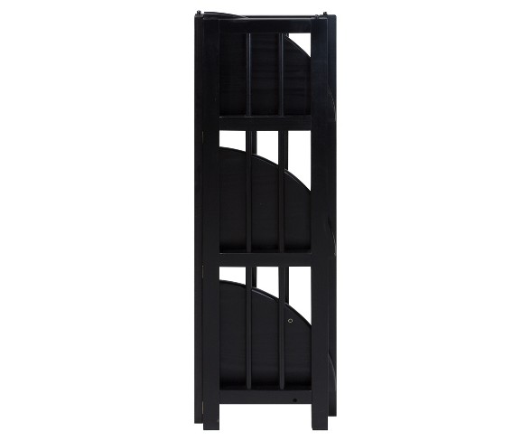 38.75" 3-Shelf Corner Folding Bookcase Black - Flora Home