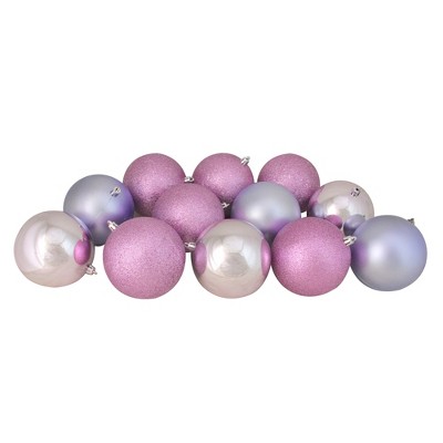 Northlight 12ct Shatterproof 4-Finish Christmas Ball Ornament Set 4" - Purple