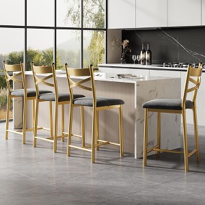 coucheta Bar Stools Set of 4, Counter Height Bar Stools Dining Chairs with Straight-line Back Back and Thick Cushion PU Leather Dining Room - 1 of 4