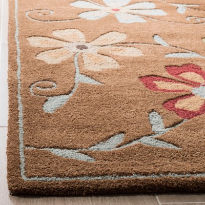 Camel and Multi Floral Hand-Tufted Wool 4' x 6' Area Rug
