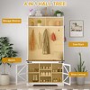 WhizMax Hall Tree with Bench and Shoe Storage, 4-in-1 Farmhouse Entryway Coat Rack, Hallway Shoe Bench with Storage, White - 3 of 4