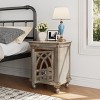 Small Gray Wooden Bedside Table With Drawers Vintage Night Tables Side Tables For Bedroom-Cuddlewood - 2 of 4