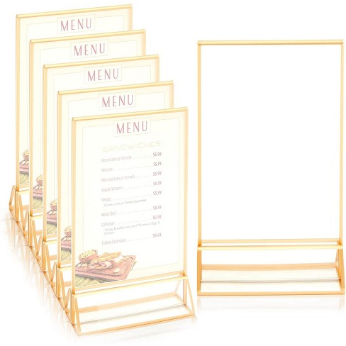 Stockroom Plus 6-pack Clear Acrylic Sign Holder With Gold Metal Borders,  Menu Stand (5 X 8.35 In) : Target