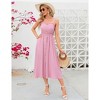 Coolmee Women's Dress Casual Summer Spaghetti Strap Dress Button Down Sleeveless A Line Beach Swing Midi Sundress - 2 of 4