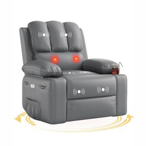 Oversized Electric Recliner Chair-Massage & Heat, 360¡ã Swivel, Remote Control & Cup Holder - Perfect for Living Room, Bedroom, and Nursery - 1 of 4