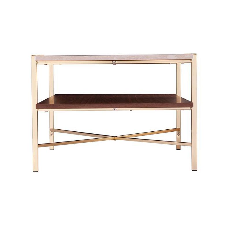 Amelia Rectangular Cocktail Table with Storage Brass - Aiden Lane, 4 of 8