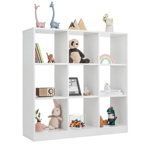 Costway Kids 2-Shelf Bookcase 5-Cube Wood Toy Storage Cabinet Organizer  White 