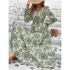 Coolmee Women Spring Fall Maxi Dresses Casual Long Sleeve V Neck Floral Boho Long Dress Wedding Guest Dress - 2 of 4