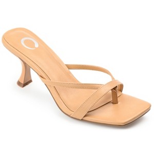 Journee Collection Womens Tallie Tru Comfort Foam Open Toe Mid Heel Pumps Tan 10 - 1 of 4