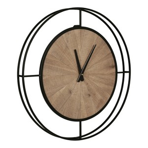 Kate and Laurel Newfield Round Metal Wall Clock, 22" Diameter, Rustic Brown and Black - 1 of 4