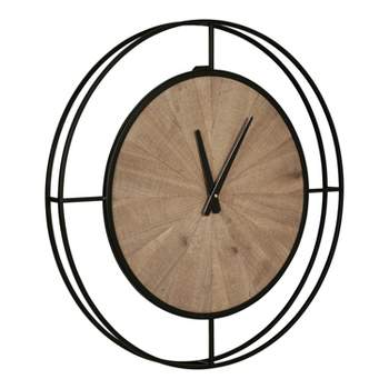 Kate and Laurel Newfield Round Metal Wall Clock, 22" Diameter, Rustic Brown and Black
