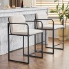 Beige two piece modern upholstered bar stools high bar stools upholstered seats - 2 of 4